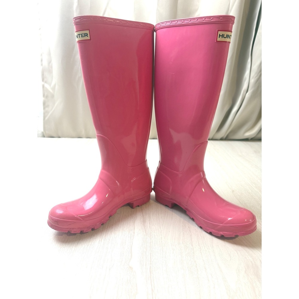 Hunter Original Tall Gloss Pink Rain Boots Barbie W23616 Womens Size 6M